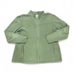 L.L. Bean Olive Fleece Jacket With Custom Floral Embroidery